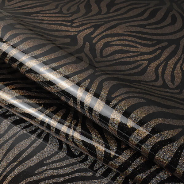 Pu Mirror Glitter Zebra-strip Design Artificial Leather Shinning Laser - Image 2