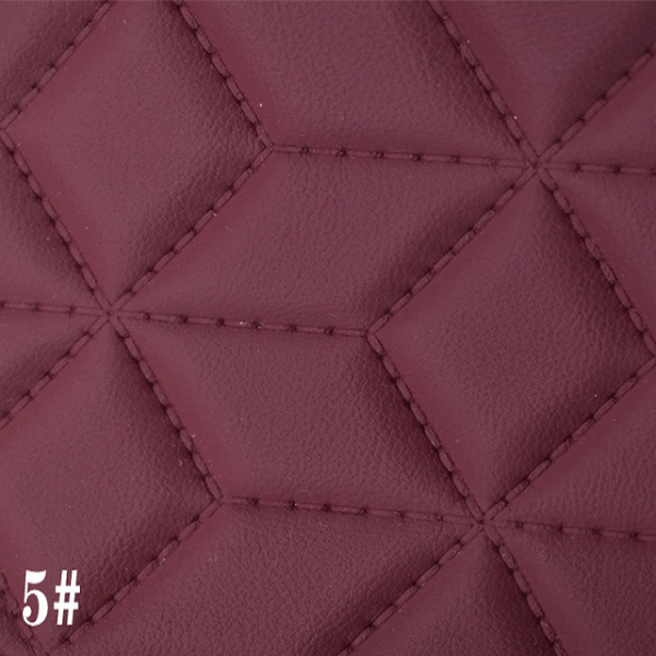 Embroidery Diamond Pattern Pvc Artificial Synthetic Leather With Spong