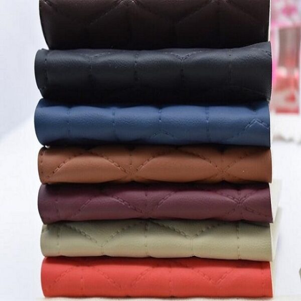 Embroidery Diamond Pattern Pvc Artificial Synthetic Leather With Spong - Image 2