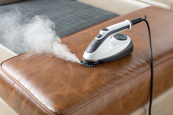 steaming faux leather