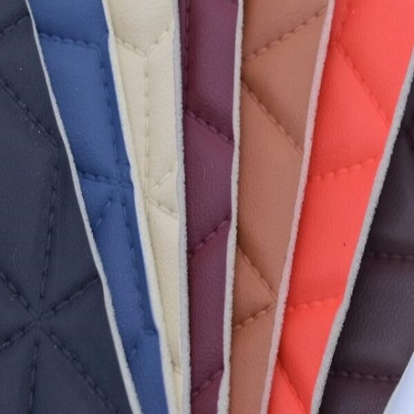 Embroidery Diamond Pattern Pvc Artificial Synthetic Leather With Spong - Image 3