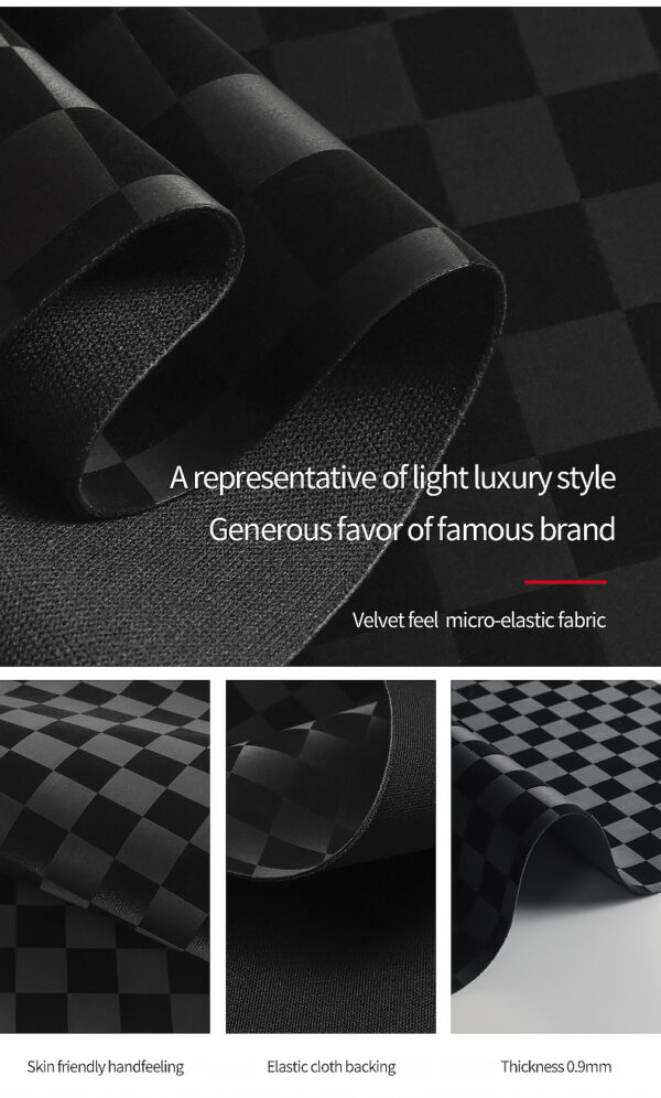 Fashion Cloth Style Chessboard Design Pu Leather Silky Velvet-like Fee - Image 3