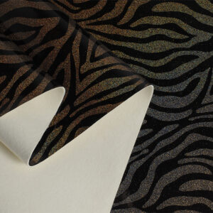 Pu Mirror Glitter Zebra-strip Design Artificial Leather Shinning Laser