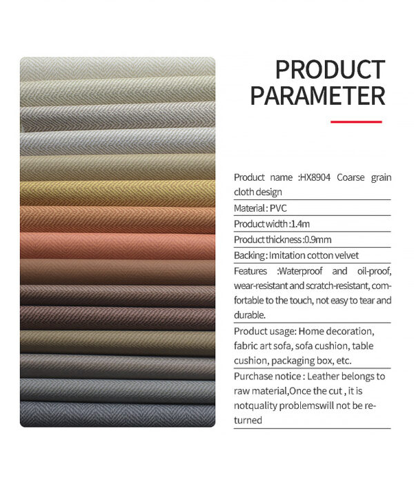 Coarse Grain Cloth Design Pvc Artificial Leather Fashion Design For So - Image 3