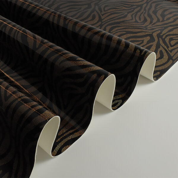 Pu Mirror Glitter Zebra-strip Design Artificial Leather Shinning Laser - Image 3